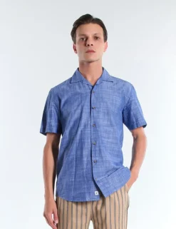 CAMICIA MC DRAYS TCO BLU