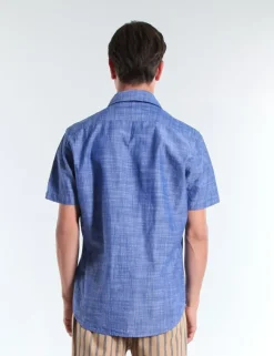 CAMICIA MC DRAYS TCO BLU