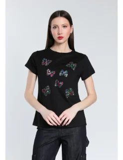T-SHIRT IRIS JCOSW NERO FARFALLE