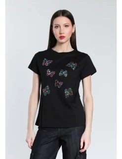 T-SHIRT IRIS JCOSW NERO FARFALLE