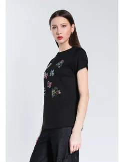 T-SHIRT IRIS JCOSW NERO FARFALLE